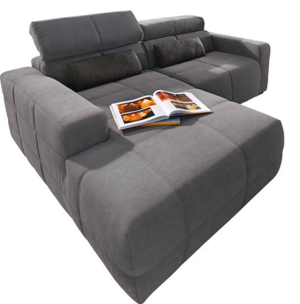 DOMO collection Ecksofa Brandon kleine Ausführung B/T/H: 214/100/80 cm, Mit Kopfteilverstellung, auc