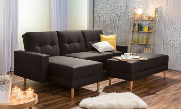 Max Winzer® Ecksofa Schlafsofa Ecksofa Just Cool Funktionssofa Stauraumhocker schoko, 1 Stück, Liege