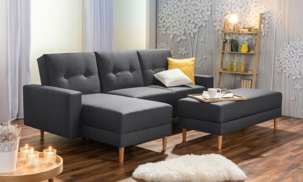 Max Winzer® Ecksofa Schlafsofa Ecksofa Just Cool Funktionssofa Stauraumhocker graphit, 1 Stück, Lieg