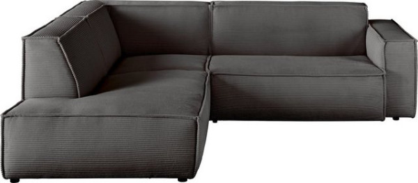 3C Candy Ecksofa Matteo, mit auffälliger Kedernaht, Cord-Bezug, Lounge-Charakter