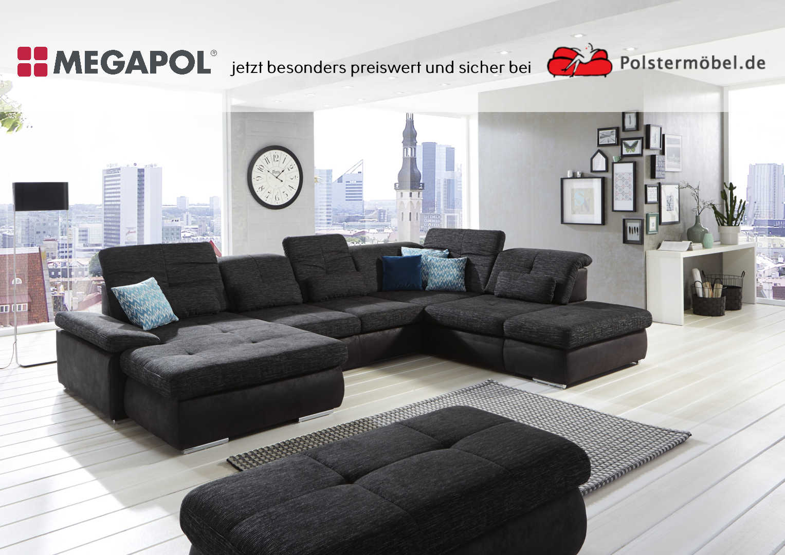 Megapol Artus - Ansicht Kopfpolsterverstellung Ansicht des Sofas Megapol Artus mit verschiedenen Kopfpolsterverstellungen