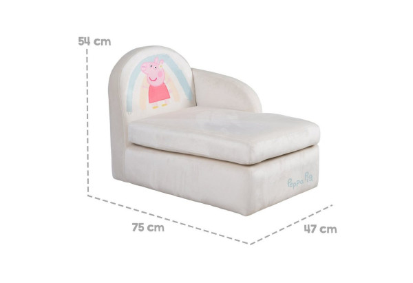 roba® Kindersofa Kinderlounge Peppa Pig, Kinderloungesofa mit Armlehne, und Samtbezug in beige