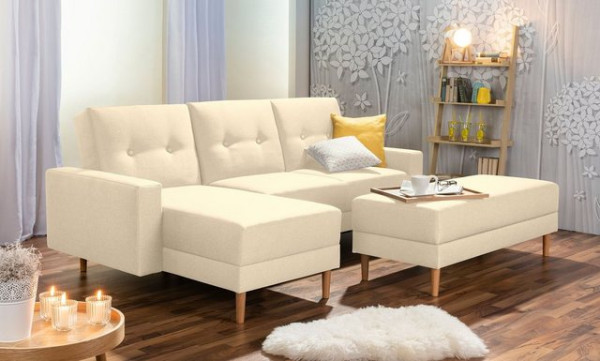 Max Winzer® Ecksofa Schlafsofa Ecksofa Just Cool Funktionssofa Stauraumhocker beige, 1 Stück, Liegef